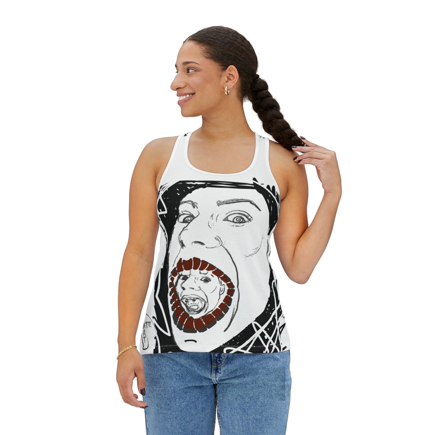 "Eating heads" Tank Top - White