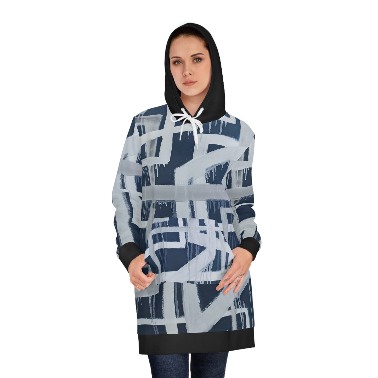 "Leaky Frames" Pullover Hoodie Dress - MateART