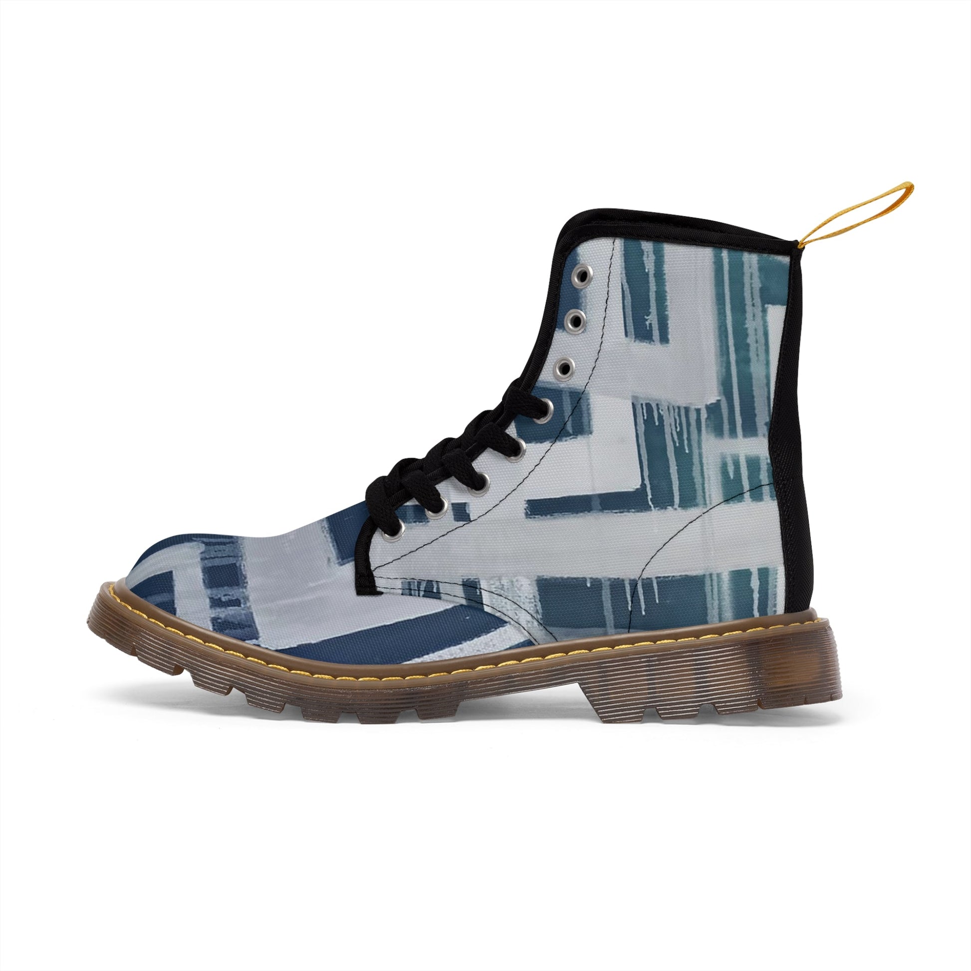 "Leaky Frames" Women's Canvas Boots - Blue - MateART