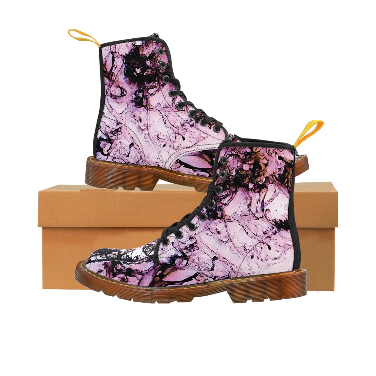 "The Scream" Women's Canvas Boots - Pink - MateART