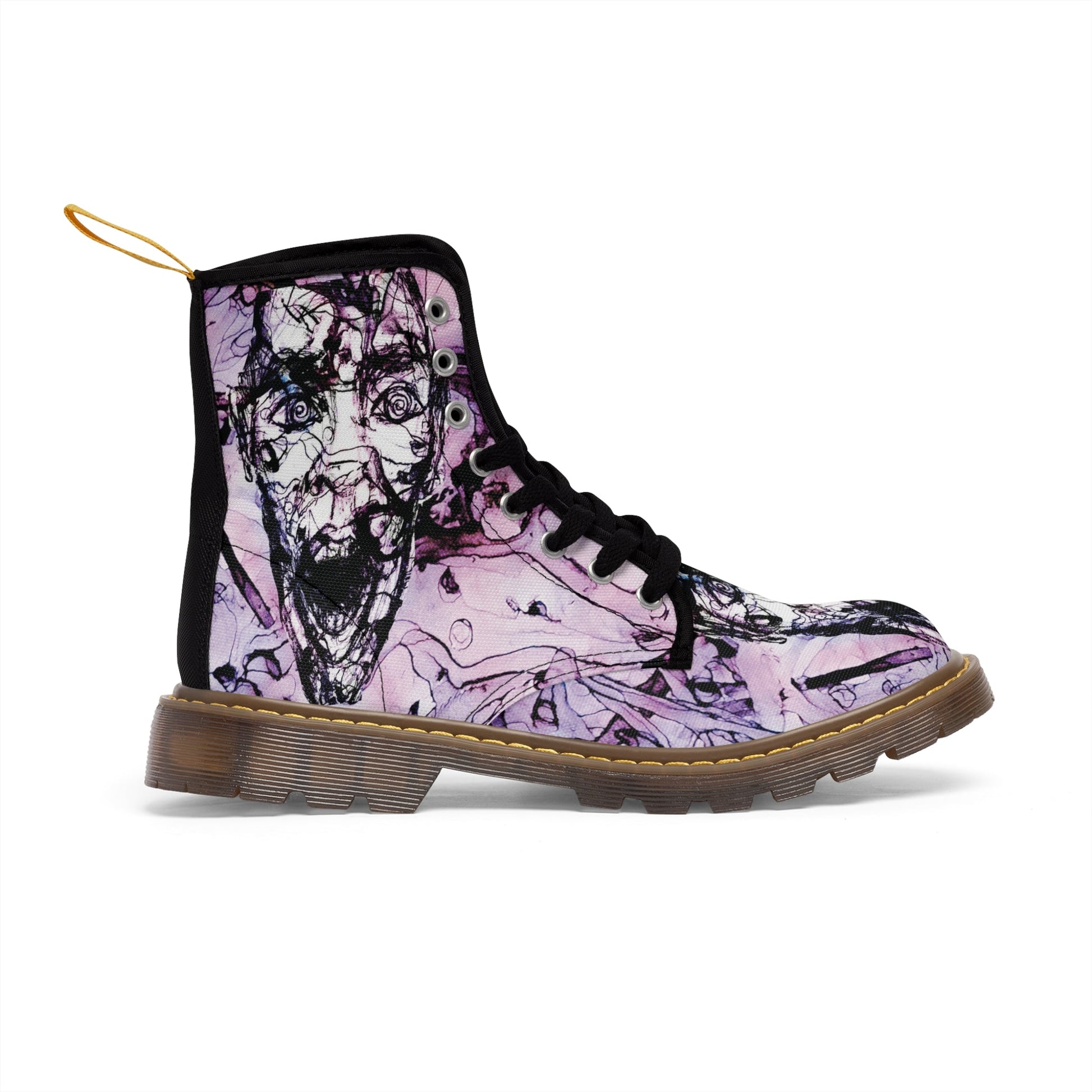 "The Scream" Women's Canvas Boots - Pink - MateART